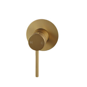 Pentro Brushed Yellow Gold Round Shower Mixer with 65mm Thin Plate