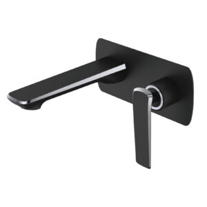 Esperia Matte Black & Chrome Wall Mixer With Spout