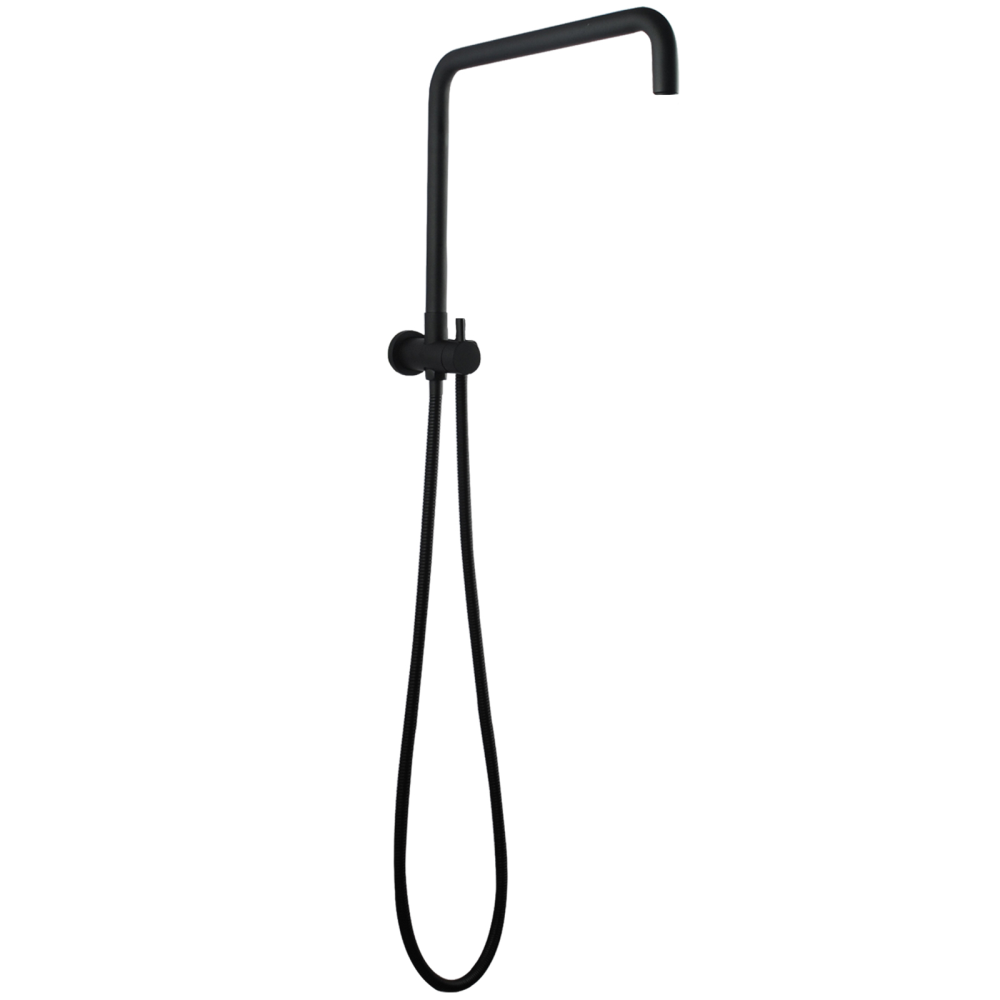 Round Black Top Water Inlet Shower Rail Ozinn