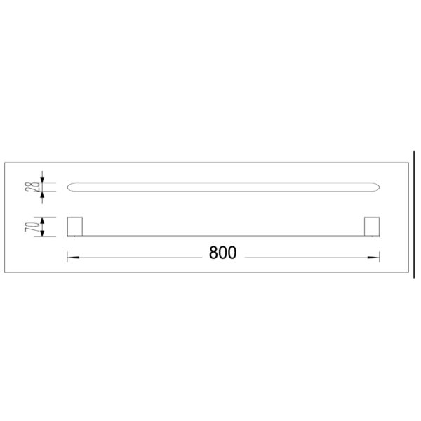 Bellino Brushed Nickel Solid Brass Single Towel Rail 800mm - Image 3