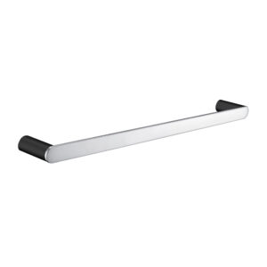 Bellino Black & Chrome Solid Brass Single Towel Rail 600mm