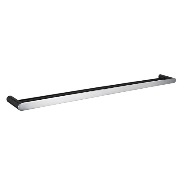 Bellino Black & Chrome Solid Brass Double Towel Rail 800mm - Image 2