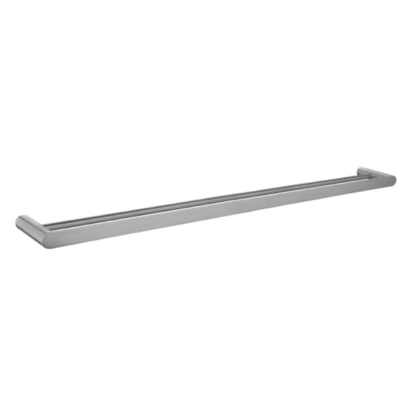 Bellino Brushed Nickel Solid Brass Double Towel Rail 800mm - Image 2