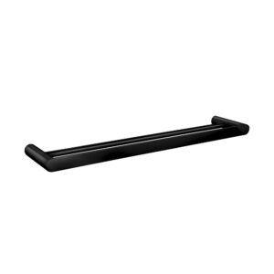 Bellino High Gloss Black Solid Brass Double Towel Rail 600mm
