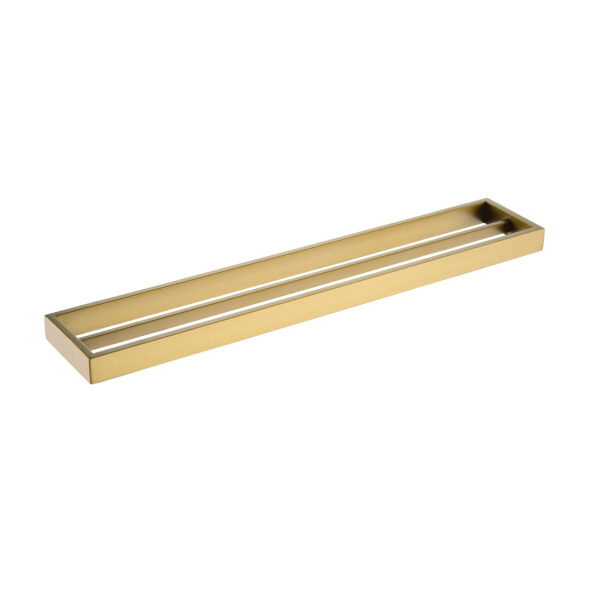 Cavallo Brushed Yellow Gold Square Double Towel Rail 600mm - Image 2