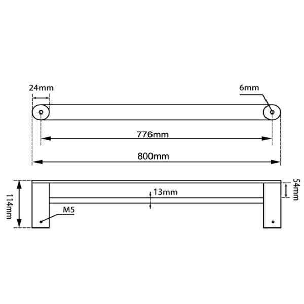 Esperia Brushed Nickel Double Towel Rail 800mm - Image 3