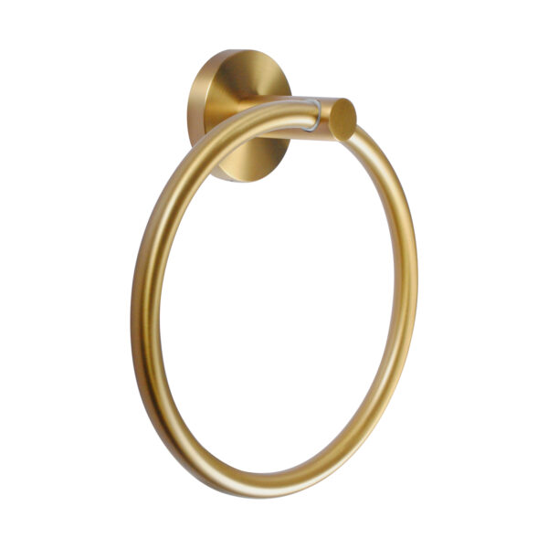 Pentro Brushed Yellow Gold Round Wall Mounted Round Hand Towel Ring - Image 2