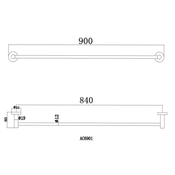 Pentro Matte Black Single Towel Rail - Image 3