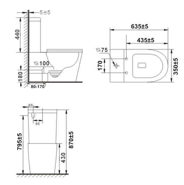 Bathroom Rimless Back To Wall White Ceramic Toilet Suite 642*380*850mm - Image 5