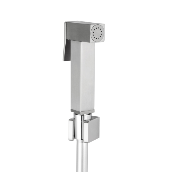 Square Brass Brushed Nickel Toilet Bidet Spray Kit with 1.2m PVC Hosetwo - Image 2