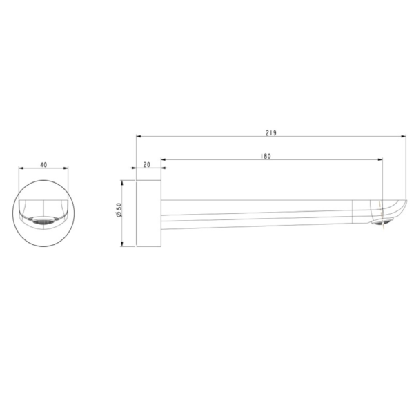 RUSHY Brushed Nickel Bathtub/Basin Wall Spout - Image 3
