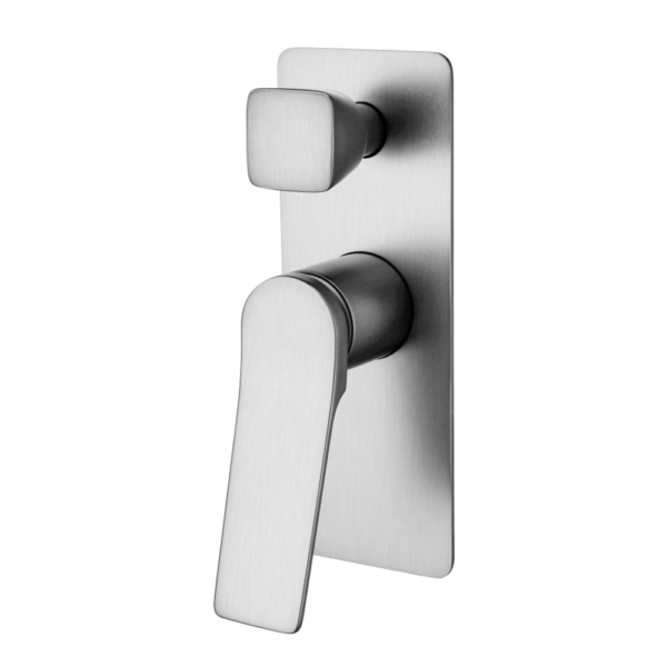 RUSHY Square Brushed Nickel Wall Mixer With Diverter - Image 2