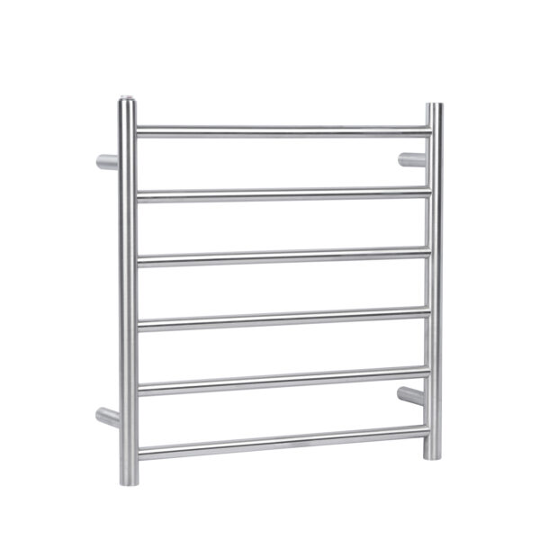 Round Brushed Nickel Electric Heated Towel Rack 6 Bars - Image 2