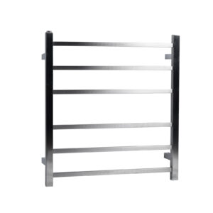Square Brushed Nickel Electric Heated Towel Rack 6 Bars