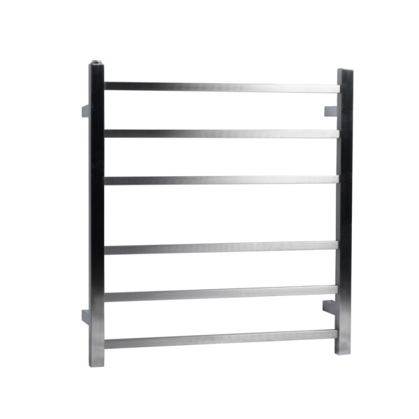 Square Brushed Nickel Electric Heated Towel Rack 6 Bars - Image 2