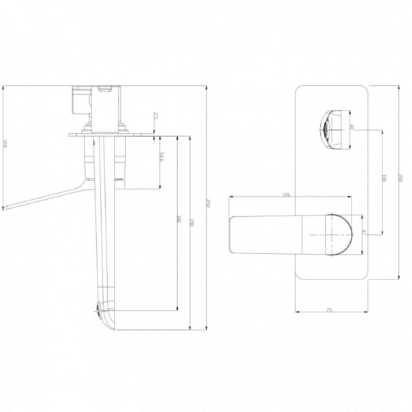RUSHY Square Brushed Gun Metal Grey Wall Mixer with Spout - Image 3