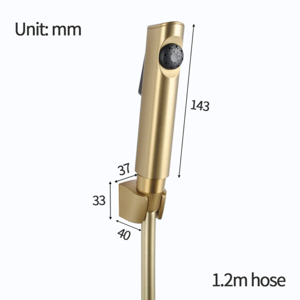 Brushed Yellow Gold ABS Round Toilet Bidet Spray Kit with PVC Hose - Image 3