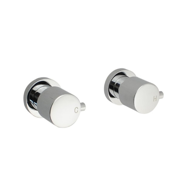 LUCID PIN Round Chrome Shower Wall Taps - Image 2