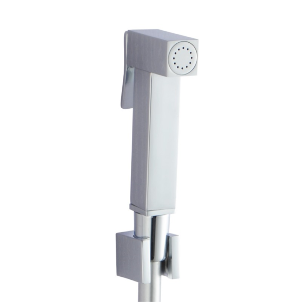 Square Chrome Toilet Bidet Spray Kit with 1.2m PVC Hose - Image 2