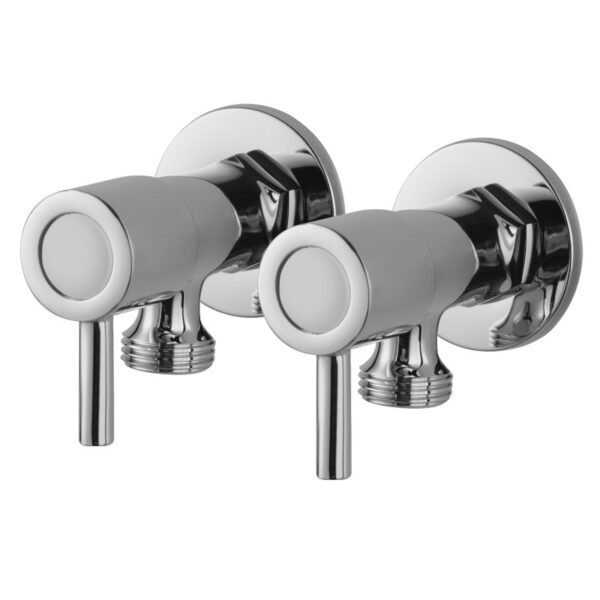 Round Chrome Brass 1/4 Turn Washing Machine Stop Tap Wall Mounted - Image 2