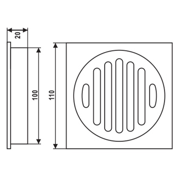 110x110mm Square Chrome Brass Floor Waste Shower Grate Drain Outlet 100mm - Image 3