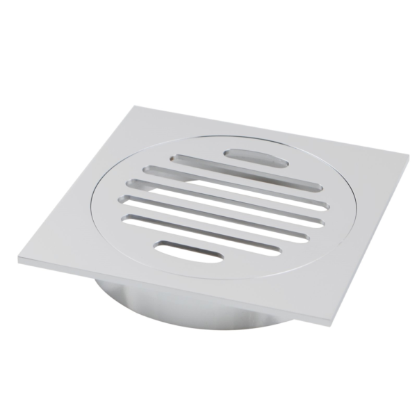 110x110mm Square Chrome Brass Floor Waste Shower Grate Drain Outlet 100mm - Image 2
