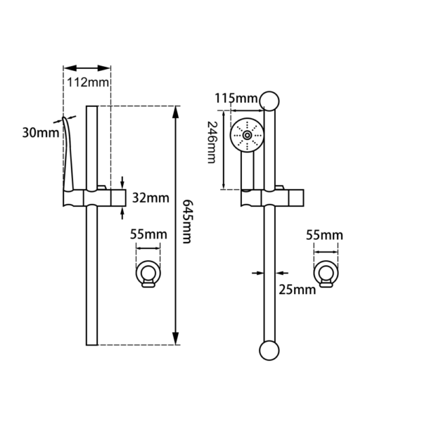 Square Chrome Swivel Wall Mounted Shower Arm - Image 3