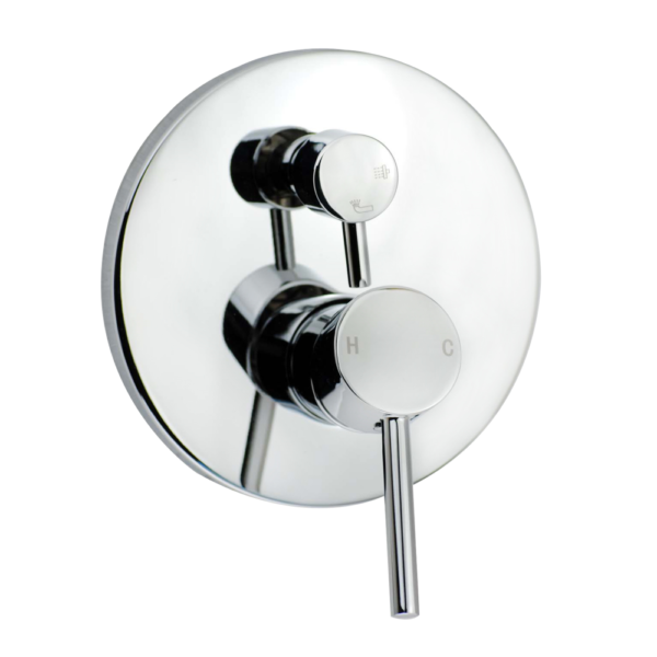 LUCID PIN Round Chrome Bathtub/Basin Wall Mixer With Spout(color up) - Image 2