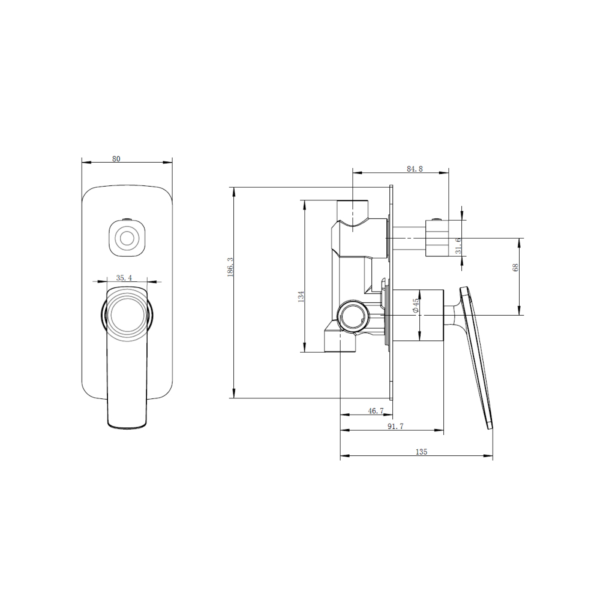 Chrome Shower Wall Mixer - Image 3