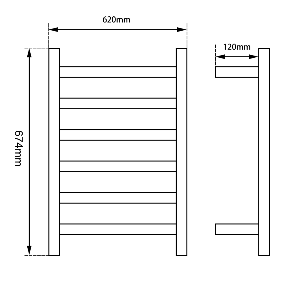 Round Chrome Electric Heated Towel Rack 6 Bars - Ozinn