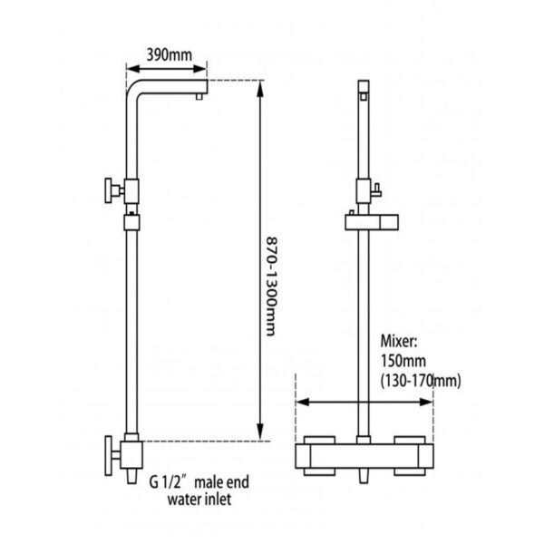 Chrome Thermostatic Sliding Shower Rail - Image 3