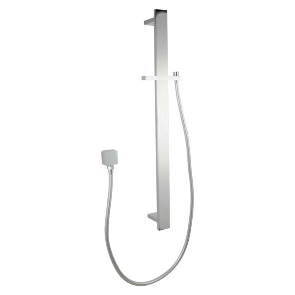 Square Chrome Sliding Shower Rail without Handheld Shower - Image 2