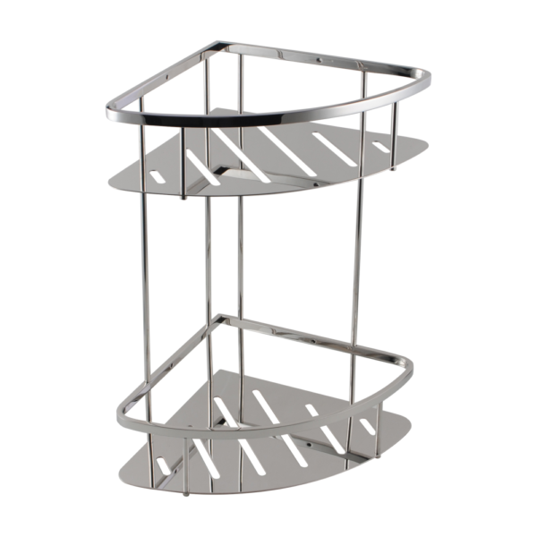 Chrome Stainless Steel 2 Tier Shower Caddy Shelf - Image 2
