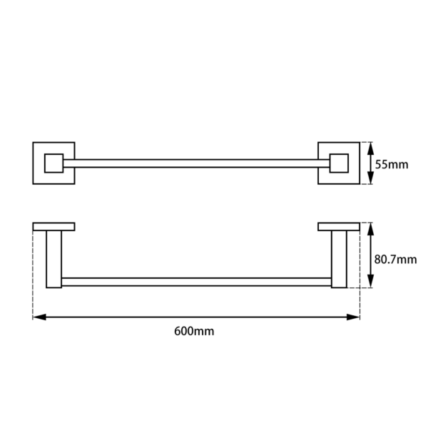 BLAZE Chrome Single Towel Rail 600mm - Image 3