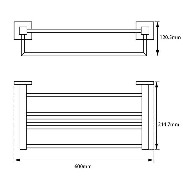BLAZE Chrome Towel Rack 600mm - Image 3