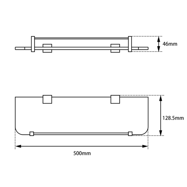 BLAZE Chrome Glass Shelf Holder 500mm - Image 3