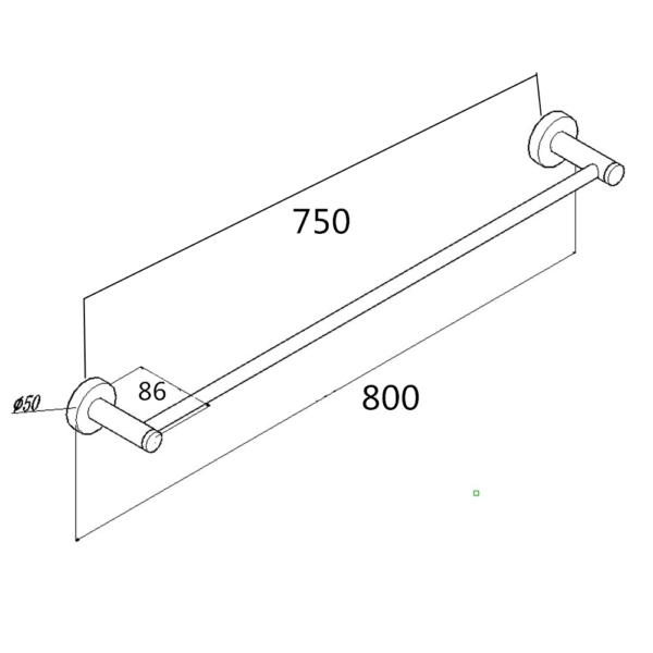 LUCID PIN Round Chrome Single Towel Rack Rail 790mm - Image 3