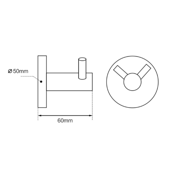 LUCID PIN Round Chrome 304 Stainless Steel Double Wall Hook - Image 3