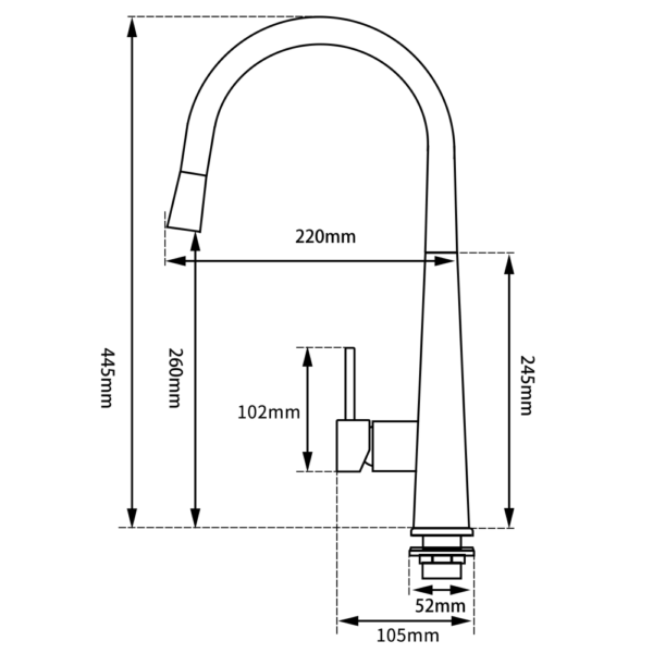 1500mm Nylon Black Kitchen Tap Pull Out Hose - Image 3