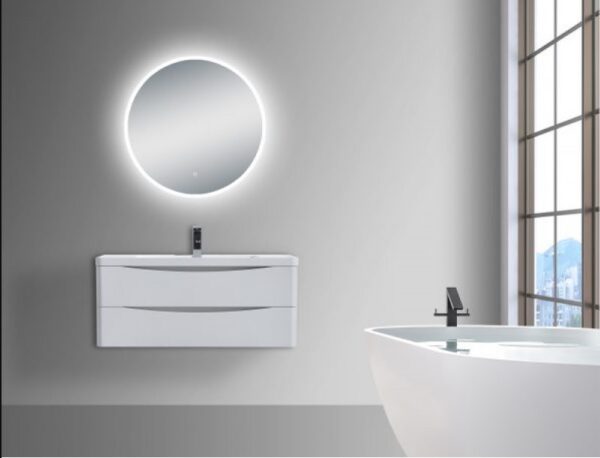 600mm Round 3 Color Lighting LED Mirror Touch Sensor Switch Defogger Pad Wall Mounted Acrylic Mirror - Image 2