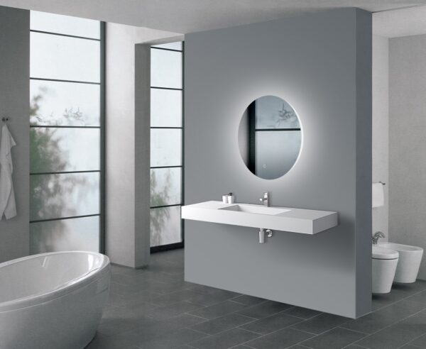 600mm Round Plain LED Mirror 3 Color Lighting Touch Sensor Switch Defogger Pad Wall Mounted Acrylic Mirror Back Lighting - Image 2
