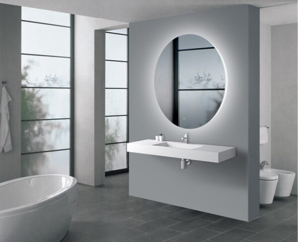 900mm Round Plain LED Mirror 3 Color Lighting Touch Sensor Switch Defogger Pad Wall Mounted Acrylic Mirror Back Lighting - Image 2