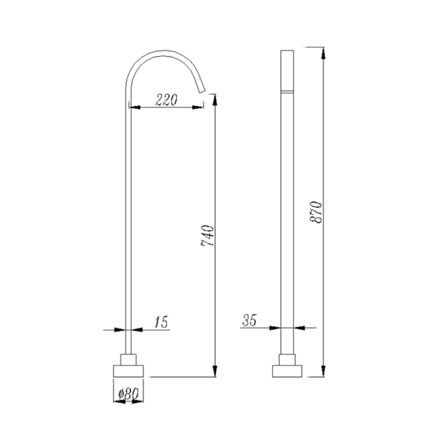 Black Square Floor Standing Mixer (Brass) - Image 3