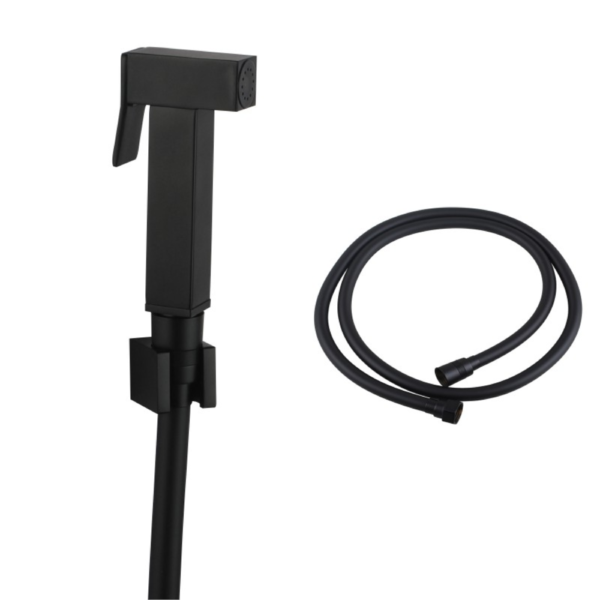 Brass Square Black Toilet Bidet Spray Kit with 1.2m PVC Hose - Image 2