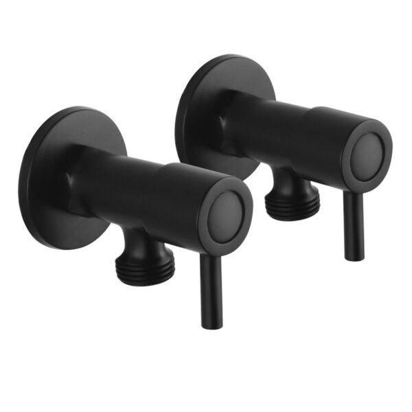 Round Black Brass 1/4 Turn Washing Machine Stop Tap Wall Mounted - Image 2