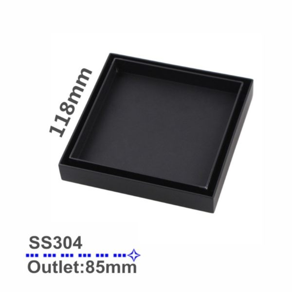 Matte Black Shower Grate Floor Waste Drain Smart Insert Tile 120*120mm - Image 2
