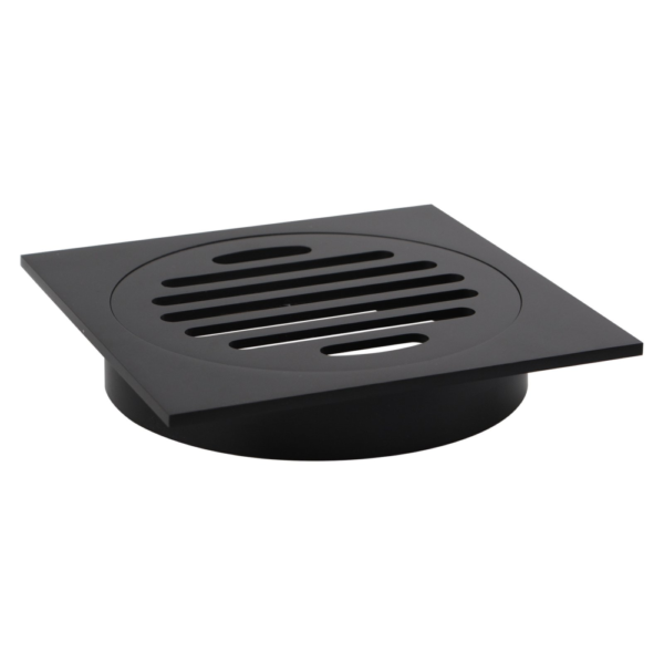110x110mm Square Black Brass Floor Waste Shower Grate Drain Outlet 100mm - Image 2