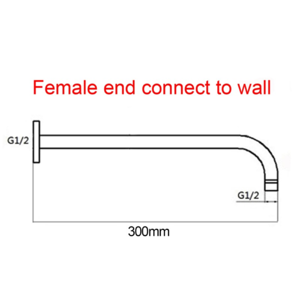 Round Black Stainless Steel Wall Mounted Shower Arm 400mm - Image 3