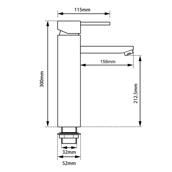 LUCID PIN Round Black Tall Basin Mixer - Image 3
