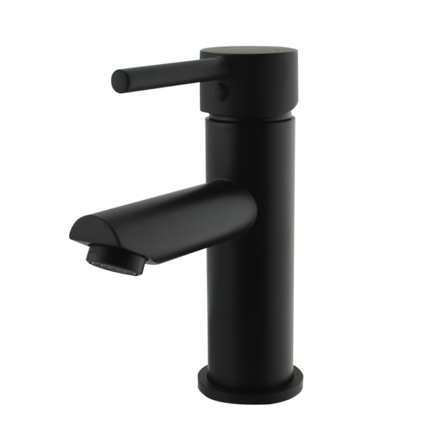 LUCID PIN Series Round Matt Black Basin Mixer - Image 2